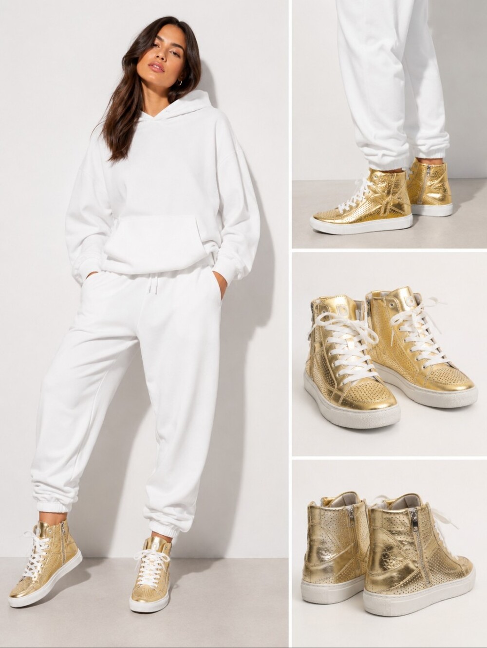 Zadig & Voltaire Gold Metallic High-Top Sneakers